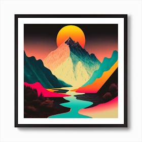 Abstract Mountain Landscape Affiche