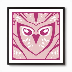 Chic Owl Pink  Art Print