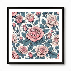 Roses Flowers Nature Rose Garden Plants Flower Decoration Love Romance Bouquet Art Print