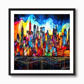 Cityscape At Night - Skyline Near Me Art Print