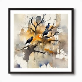 Crows In The Tree Art Print