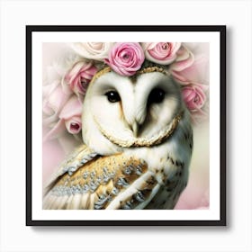 Owl-Mute swan Art Print