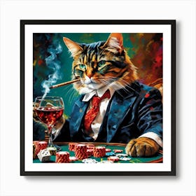 Cat Playing Poker Art Print