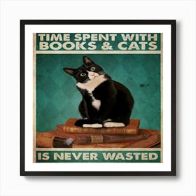 A Women Black Cat Books And 2550 2550 Art Print