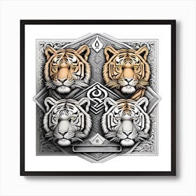 Vintage Lion Motif Crest Art Print Art Print