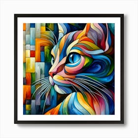 Colorful Cat Painting 3 Art Print