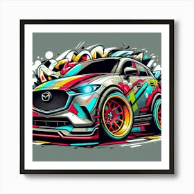 Mazda Cx-3 Vehicle Colorful Comic Graffiti Style Art Print