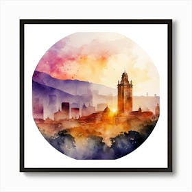 Cityscape Of Barcelona.A fine artistic print that decorates the place. Art Print