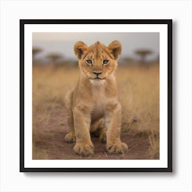 Lion baby in the Savannah 1 Art Print