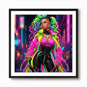 Neon Girl, Neon Art, Neon Art, Neon Art Art Print