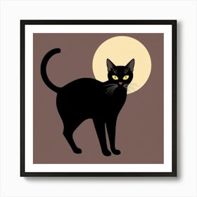 Black Cat With Yellow Eyes Art Print