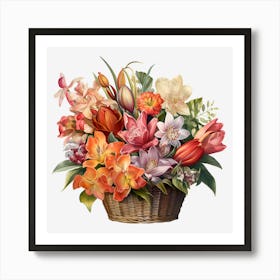 Basket Of Flowers 2 Art Print