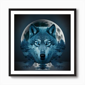 Full Moon Wolf Art Print