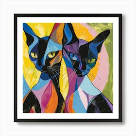 Kisha2849 Burmese Cats Colorful Picasso Style No Negative Space E4960a6c A702 4d87 Bed3 A800543e2c33 Art Print