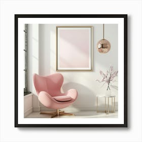 Pink Chair In A White Room Art Print