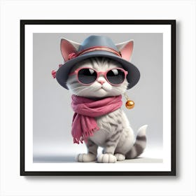 Cute Cat In Hat Art Print