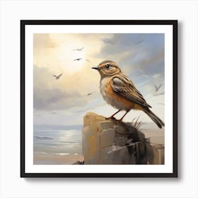 Bird On A Rock Art Print