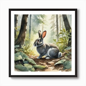 Rabbit In The Woods 70 Art Print