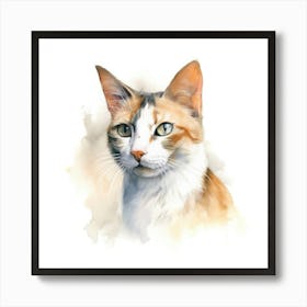 Oriental Bicolour Cat Portrait Art Print