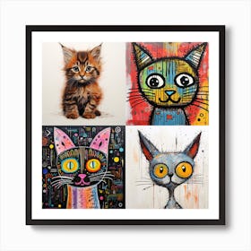 Cats On Canvas Art Print