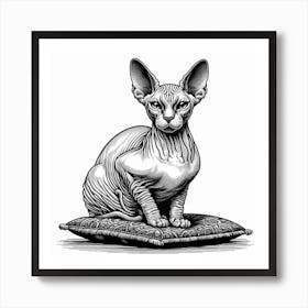 Line Art sphinx cat 2 Art Print