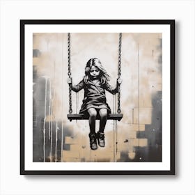 Little Girl On Swing Art Print