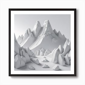 Firefly An Illustration Of A Beautiful Majestic Cinematic Tranquil Mountain Landscape In Neutral Col (51) Art Print