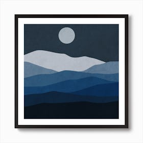 Moonlight Over Mountains Art Print