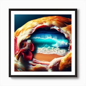 Chicken On The Beach Art Print