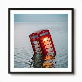 Telephone Box In Water Art Print