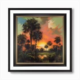 Sunset Palm Trees 1 Art Print