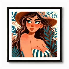 Beautiful Girl With Hat Art Print