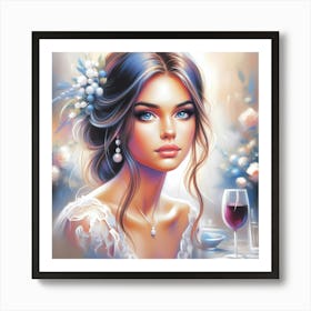 Bride With A Glass Of Wine Art Print