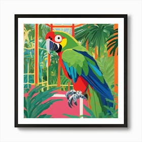 David Hockney Style: Parrot in Palm House Series 1 Art Print