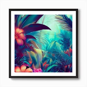 colorful jungle art Art Print