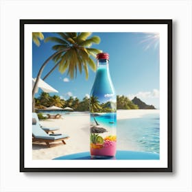 Bottle On The Beach Art Print