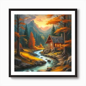 Cabin In The Mountains 7 Art Print