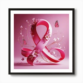 Women Breast Cancer Awareness background in Pink Ribbon international symbol for month October clipart and poster clipart and wall art 32 Art Print