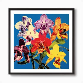 Andy Warhol Style Pop Art Flowers Monkey Orchid 1 Square Art Print