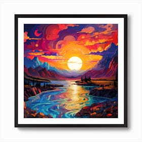 Sunset In The Mountains Art Print