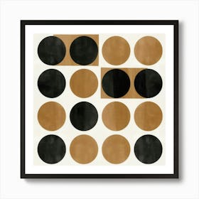 Black And Gold Circles Art Print