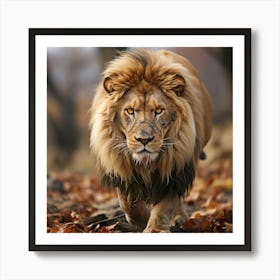 Lion Walking In The Forest 1 Art Print