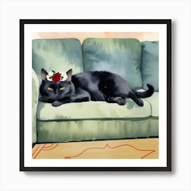 1000014861 beautiful Black cat art print Art Print