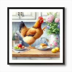 Chicken In The Kitchen 2 Art Print