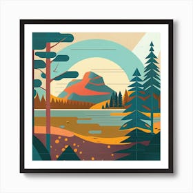 Sunset and Mountains  Art Print