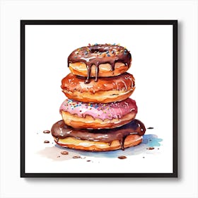 Stack Of Chocolate Donuts 1 Art Print