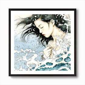 Girl In The Water Art Print