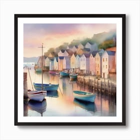 Boats In Harbour Art Print