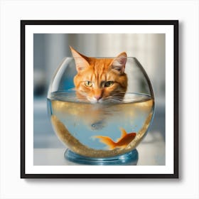 Cat In A Fish Bowl 26 Art Print