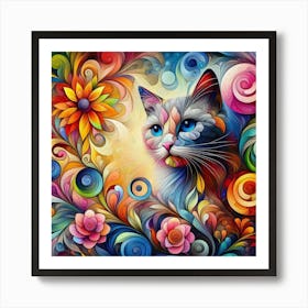 Colorful Cat Art Print